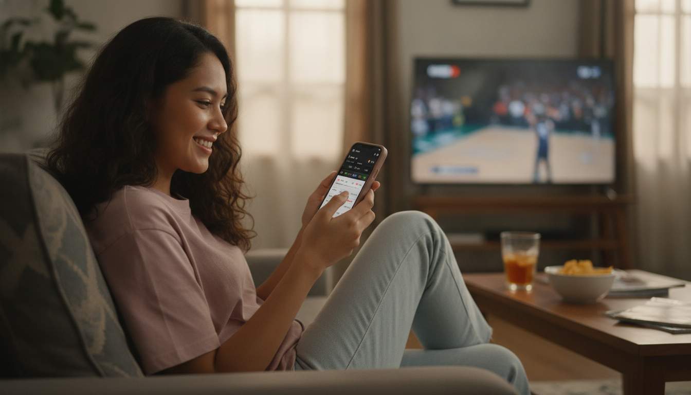 Sports Betting Experience User engaging in sports betting on a mobile device