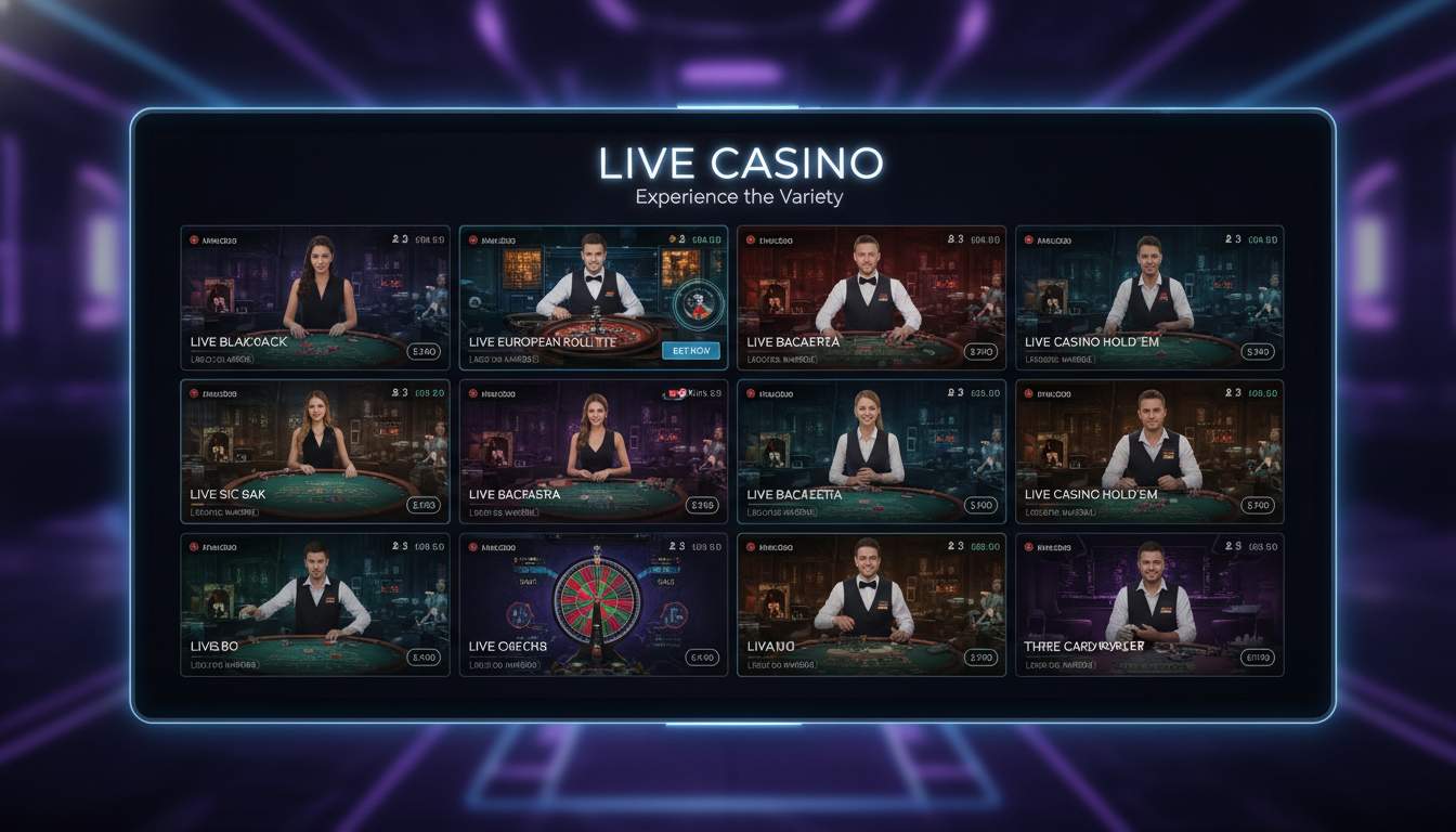 Diverse Game Variety Variety of live casino games available