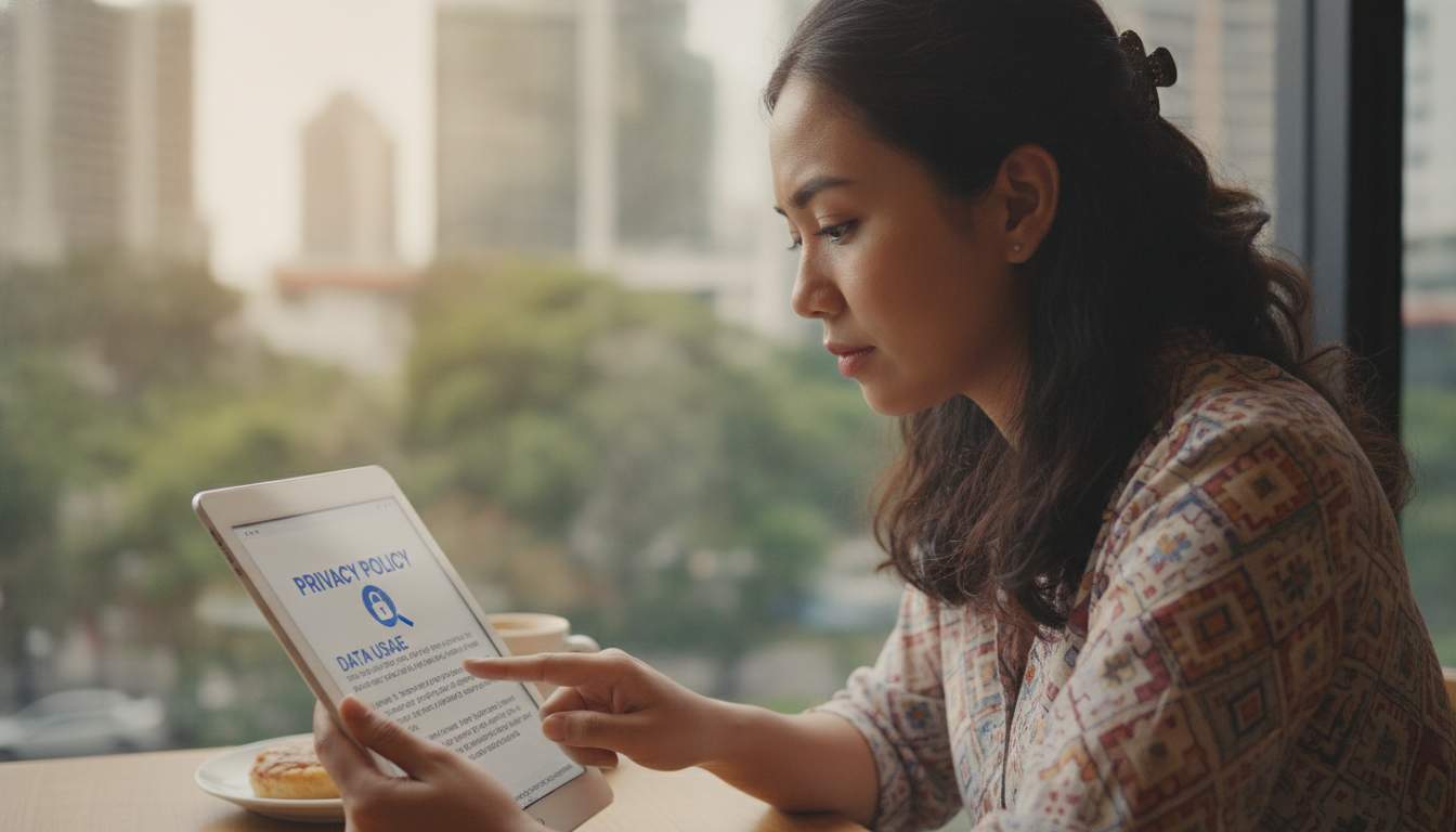Your Privacy Matters A woman reading privacy policy
